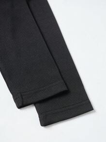 SHEIN Clasi Set de 2 tops de mujer, 1 de cuello cuadrado y 1 de cuello cuadrado de manga larga, color negro, conjunto casual de otoño/invierno