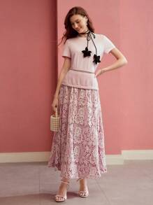 MOTF PREMIUM SOLID SHORT SLEEVE T-SHIRT,VALENTINE'S DAY,SPRING/SUMMER - Pink - View 5