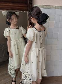 DAZY 少女休闲连衣裙，秋夏季节，返校度假装 - 白色 - 查看 1