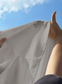 Muchica Women's Solid Color Patchwork Crew Neck Short Sleeve Letter Print Casual T-Shirt