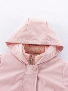 Ragazza giovane set da 2 pezzi Cappotto imbottito + Cappotto in vita stretta, colore rosa, multi-indossabile, caldo e alla moda, adatto per uso esterno quotidiano, autunno/inverno - Rosa - Visualizzare 3