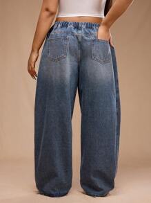 Forever 21 Quần Jeans Thường Ngày Thiết Kế Đơn Giản Túi Nút Phía Trước Cỡ Lớn, Mặc Hàng Ngày - Màu xanh lam - Xem 2