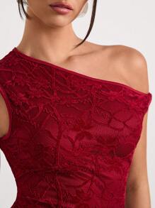 Glamine Đầm Maxi hở vai xếp nếp xoắn gợi cảm gợi cảm trưởng thành tiệc Giáng sinh cho nữ Váy Giáng sinh - Màu Đỏ Sâu - Xem 3