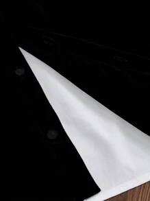 SWAVVY Men's Front Button Short Sleeve Shirt, Minimalist Pattern Design, Casual - Black - View 3