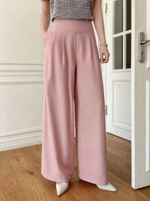 DAZY 夏季新款宽松休闲纯色复古风女式长裤 - 粉色 - 查看 7