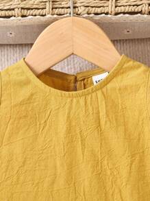Baby Girl Cute Solid Color Ruffle Hem Camisole & Pants 2Pcs Suit, Summer