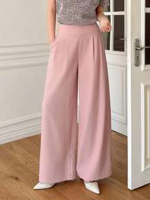DAZY 夏季新款宽松休闲纯色复古风女式长裤 - 粉色 - 查看 6