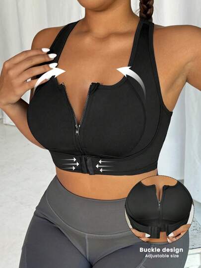 Easithlete Plus Size High Impact Front Closure Adjustable Sports Bra
