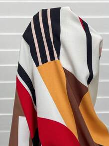 SHEIN LUNE Plus Size Colorful Geometric Pattern A-Line Slip Dress, For Summer - Red - View 7