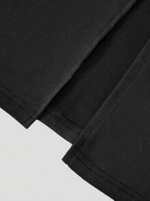 SHEIN Teen Girls Knit Short Sleeve Long Waist Cinched Boxy Neck Casual Fashionable All-Match Versatile Dresses, Girls Delicate Apparel, Suitable For Wedding Season, Floral/Partial Decor Style, No Traditional Pattern