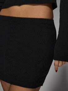 MISSGUIDED High Neck Fitted Top & Mini Skirt Two Piece Co-Ord Set - Black - View 5