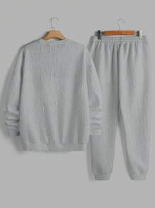Manfinity Homme Men's Round Neck Long Sleeve Simple Graphic Top And Pants Casual Outfit