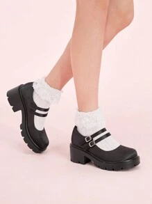 CUCCOO DOLLMOD Mocasines de mujer con cuña y plataforma de puntera redonda - Negro - Ver 3