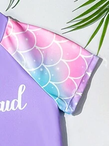 Sparklyn Đồ bơi Tankini hai mảnh cho bé gái, đồ bơi hai mảnh thiết kế nàng tiên cá có áo tay ngắn và quần ngắn - Nhiều màu - Xem 5