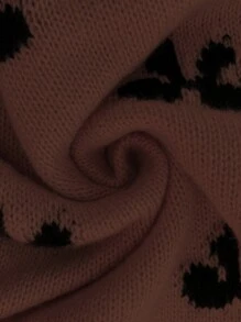 SHEIN Unity Sweater Pullover Kasual Motif Pita Lucu dan Modis Warna Cokelat Tua untuk Musim Gugur/Dingin 2023, Cocok untuk Tahun Baru, Sekolah, dan Musim Gugur, Cocok untuk Blogger Eropa & Amerika. - Rust Brown - View 3