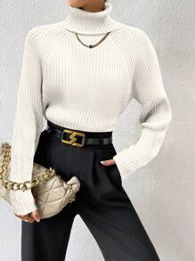 Chiquease New Fashion High Neck Elegant Stylish Design Ladies Sweater Knit Pullover Fall Winter Sweater - Beige - View 3