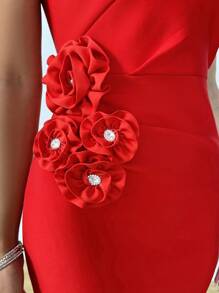 Zolique Vestido rojo casual y elegante de estilo minimalista, de moda para uso diario - Rojo - Ver 7
