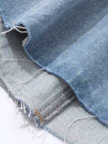 DAZY Women's Casual Washed Frayed Hem Denim Skirt