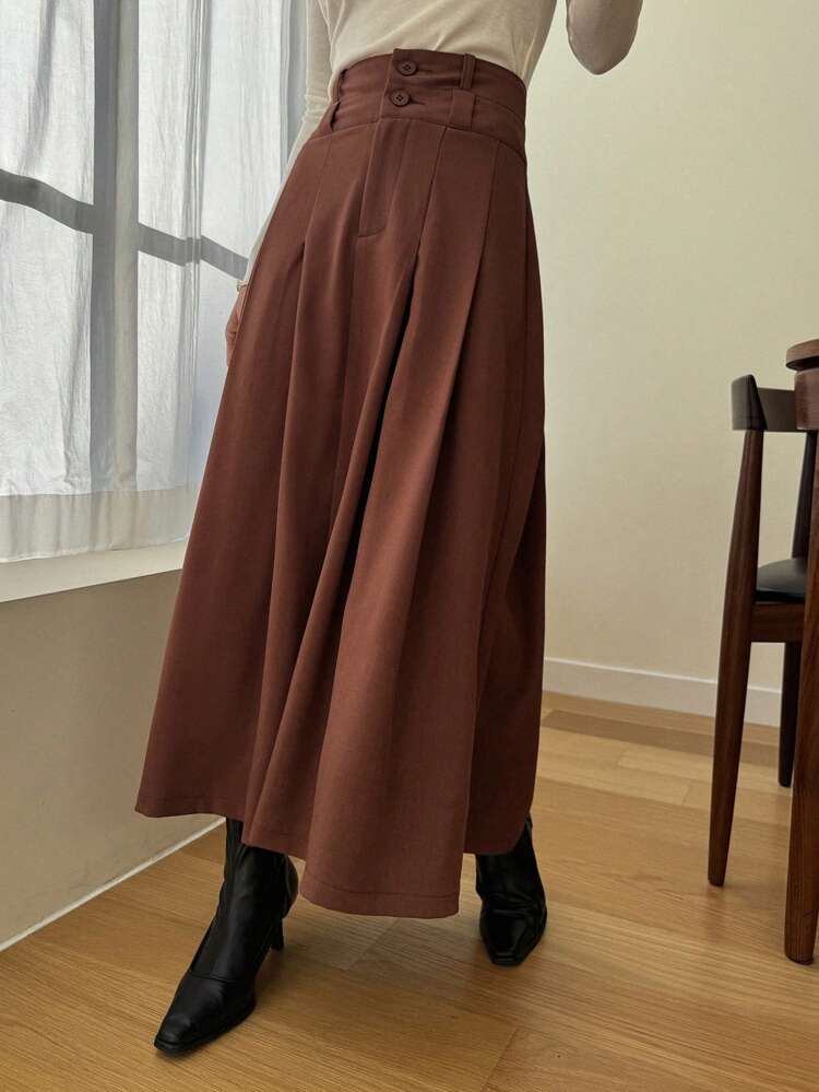 Spring Creative Waistband Pleated A-Line Women Skirt