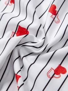Manfinity Homme Camisa casual de manga corta de una sola botonadura con rayas en forma de corazón para hombre