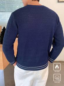 Manfinity CasualKnits Men's Solid Color Minimalist Fashion Casual Sweater, Suitable For Daily Wear