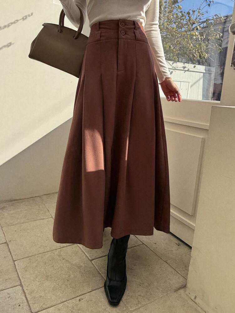 Spring Creative Waistband Pleated A-Line Women Skirt