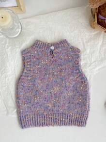 Baby Girl Colorful Heart Patterned Knit Sweater Vest
