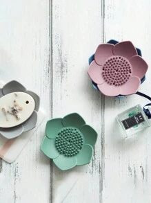Estante para almacenar jabón con diseño de loto, caja de jabón creativa, caja de jabón para el baño, caja de jabón para estudiantes sin necesidad de taladrar, decoración de baño para el hogar en verano
