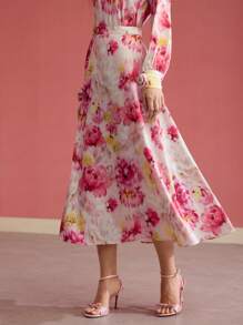 MOTF PREMIUM FLORAL PRINT FLOWY SKIRT,VALENTINE'S DAY,SPRING/SUMMER - Multicolor - View 4