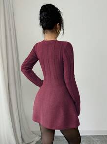 Selianne Women's Solid Color Button Front Long Sleeve Casual Blouse, Daily Wear Fall Winter Cloth For Women - Burgundy - View 2