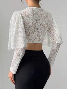 Calvaya Valentine's Day Elegant Solid Color Lace 2 In 1 Short T-Shirt