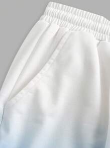 SHEIN Vacaura 2pcs/Set Teen Boy Letter Print Gradient Short Sleeve Top And Pants Set - Multicolor - View 4