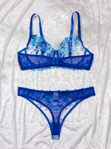 Esselle Set de 2 piezas de lencería rosa talla grande para mujer, con efecto levantador