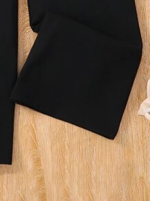 Tween Girl Lace Patchwork Round Neck Long Sleeve Casual Jumpsuit - Black - View 4