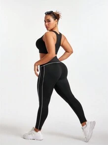 SHEIN Sport Studio Women's Plus Size Running Fitness Sports Bra Set