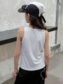 Dazy Kids Tween Girl' Plain Round Neck Sleeveless Casual Tank Top,Girls Summer Outfits,Back To School Clothes - White - View 5