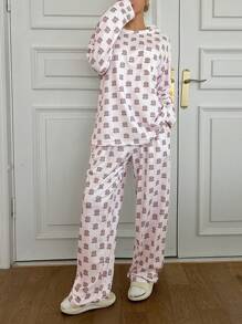 DAZY Cute Cartoon Dog Print Loose Pajama Set - White - View 4