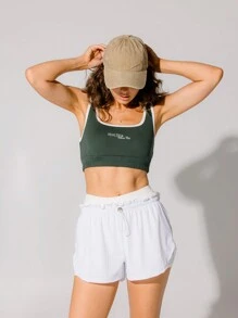 Aralina Leisurewear 清爽白色弹性腰带运动网球风衣跑步短裤 - 白色 - 查看 5