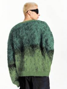 Manfinity VCAY Men's Ombre V-Neck Long Sleeve Pullover Green Sweater, Suitable For Autumn/Winter