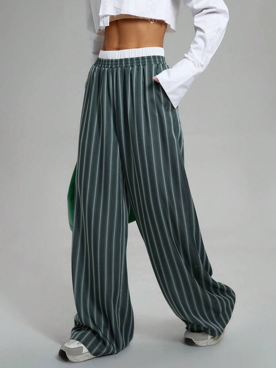 SHEIN Essnce Pantalones largos de mujer de unicolor con parches, bolsillos y estilo sencillo, para uso diario casual