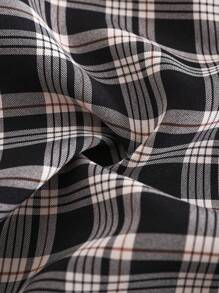 SHEIN Camisa de manga larga con botones y bolsillo a cuadros para niños pequeños y bebés, estilo casual y de moda, corte holgado, delgada y suave, diseño a cuadros clásico, adecuada para diversas ocasiones como juego al aire libre, compras y ocio en el hogar - Multicolor - Ver 5