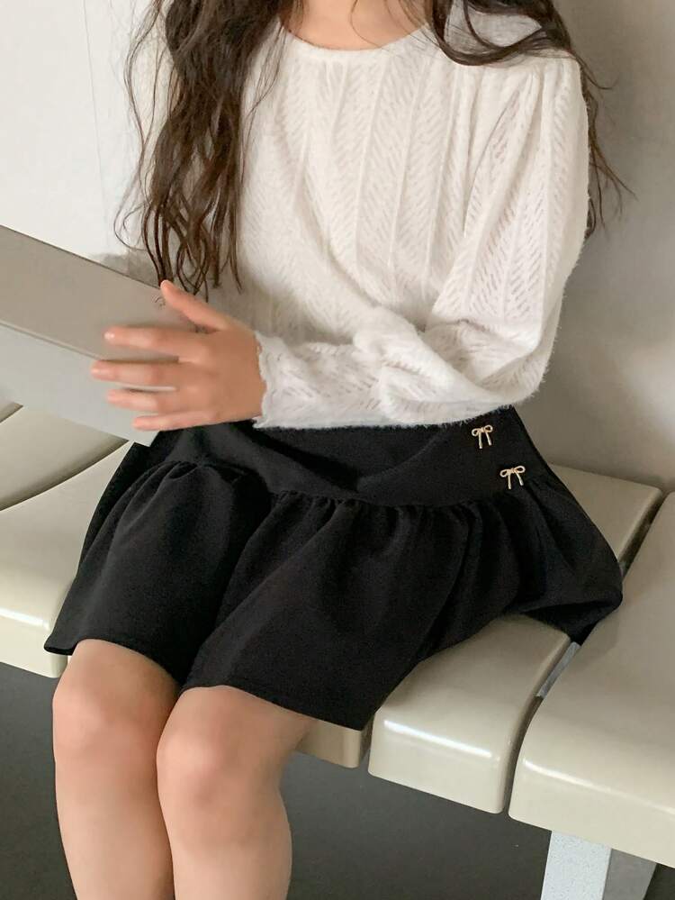 2pcs/Set Tween Girl Crew Neck T-Shirt & Skirt Spring/Summer Outfit