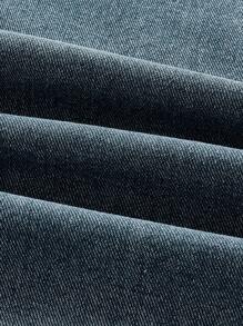 SHEIN MOD Jeans de mezclilla azul desgastados de pierna recta de estilo casual para mujeres