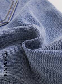 Set de 3 jeans rectos de mezclilla suave y cómoda con efecto desgastado, aptos para niñas pequeñas en primavera y otoño