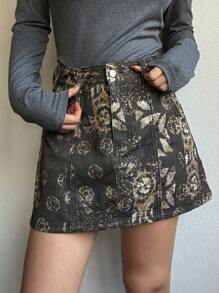 DAZY Women's Denim Skirt With All-Over Printing, Casual & Fashionable For Daily Wear Jeans Skirt - Multicolor - View 1