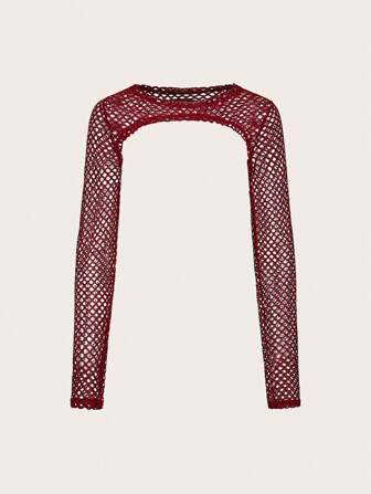 SHEIN ICON 여성 솔리드 컬러 라운드 넥 긴팔 중절 블라우스