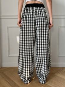 DAZY Pantalones de pijama rectos de mujer de corte holgado a cuadros