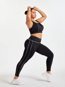 SHEIN Sport Studio Women's Plus Size Running Fitness Sports Bra Set