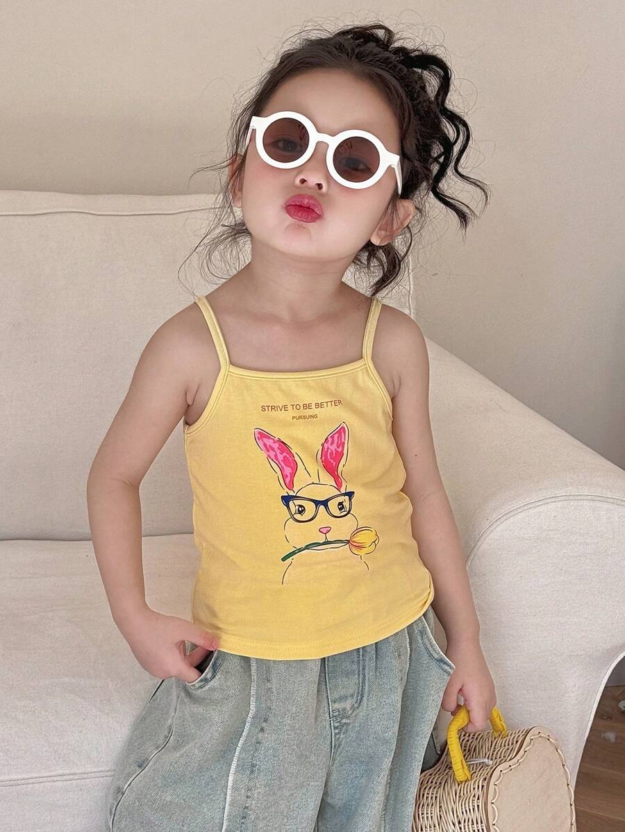 DAZY Blusa sin mangas para niñas pequeñas de otoño - Amarillo - Ver 1