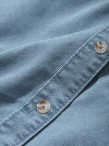 DAZY 女士休闲牛仔衬衫和牛仔裤两件套西装，秋季 - 中等水洗藍 - 查看 7